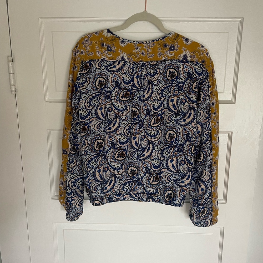 Umgee Priscilla Paisley Zip Up Bomber Jacket - Yellow & Blue Floral - S - Picture 6 of 11